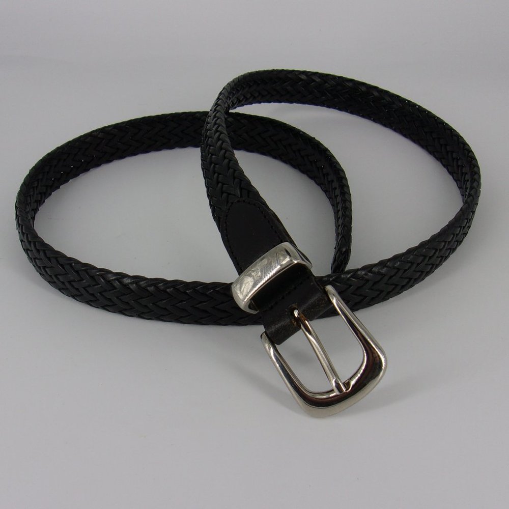 Women's Genuine Leather Bonded Woven Belt,M